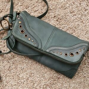 FRYE AND CO. Teal Leather Crossbody Bag